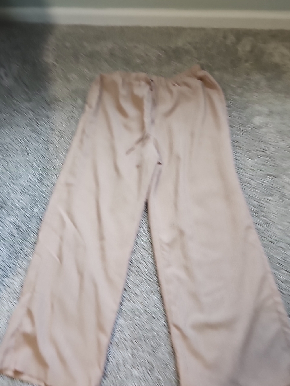 Wide Leg Drawstring Pants - Light Beige